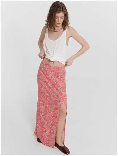 Юбка женская красная с цветочным принтом Mark Formelle 103231457