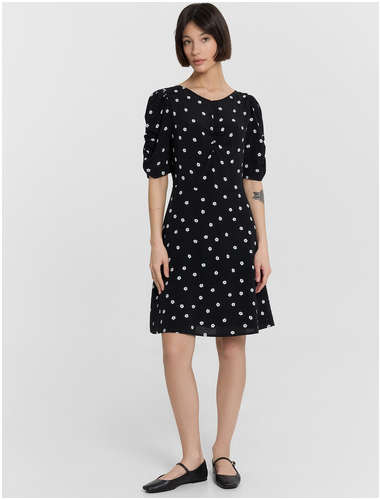 Платье женское черное с цветочным принтом Mark Formelle 103238989