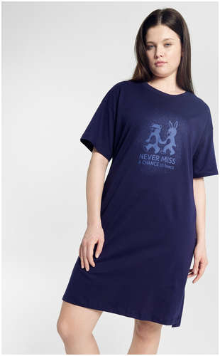 Сорочка ночная женская синяя с печатью Mark Formelle / 103184188