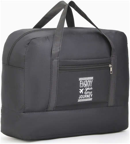 Сумка дорожная на молнии, отдел для обуви, наружный карман, держатель для чемодана, черная / 103221867 - вид 2