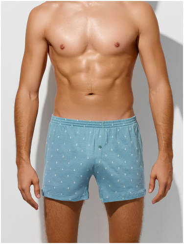 Трусы шорты мужские голубые с принтом Mark Formelle 103239378