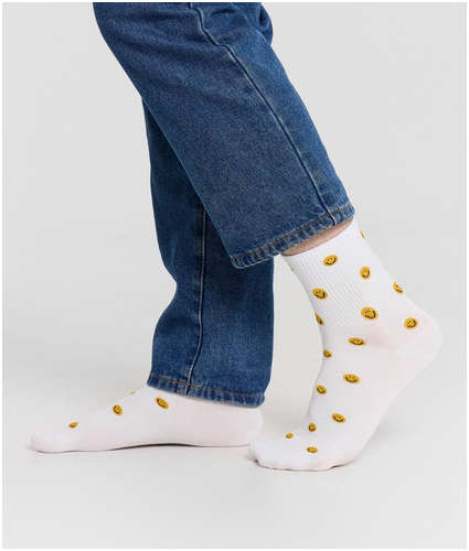 Носки мужские белые со смайликами Mark Formelle 103239328