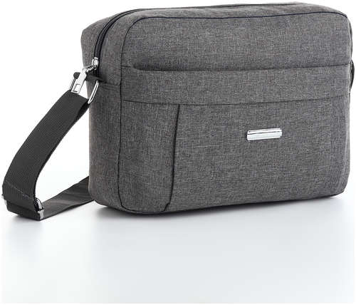 Сумка мужская через плечо на молнии, 2 наружных кармана, серая 103197840