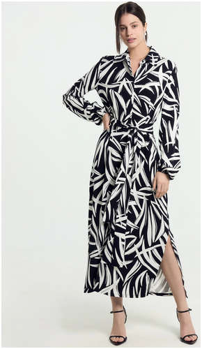 Платье женское черное с белыми веточками из вискозы Mark Formelle / 103184132
