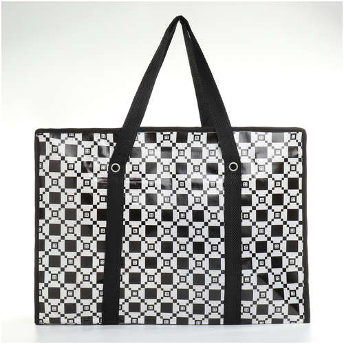 Сумка хозяйственная на молнии, цвет черный/белый / 103198736 - вид 2