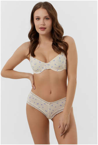 Бюстгальтер женский кремовый с цветочным принтом Mark Formelle / 103228890 - вид 2