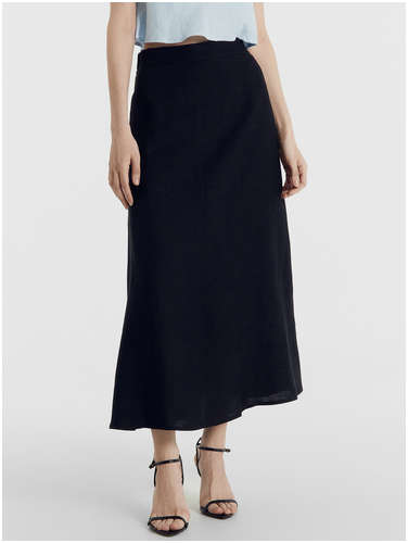 Юбка женская черная из вискозы и льна Mark Formelle / 103191722 - вид 2