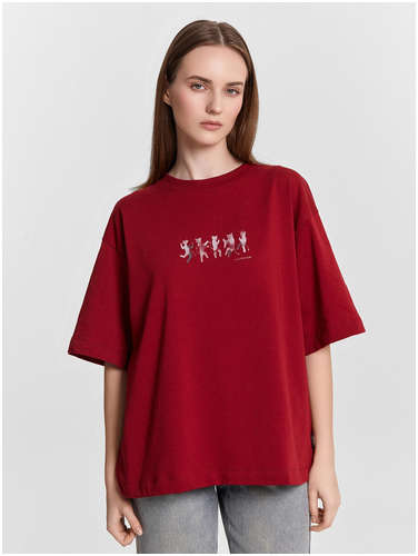 Футболка женская бордовая с принтом и надписью Mark Formelle / 103229993 - вид 2