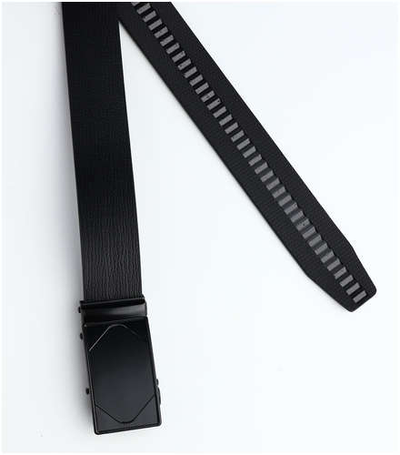 Ремень мужской, ширина 3,5 см, пряжка автомат, цвет черный / 103206549 - вид 2