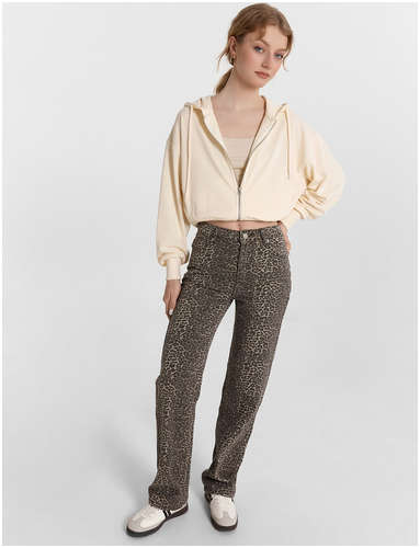 Толстовка женская бежевая укороченная на молнии Mark Formelle / 103226961 - вид 2