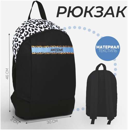Рюкзак школьный текстильный awesome, 46х30х10 см, вертикальный карман, цвет черный NAZAMOK 103151635