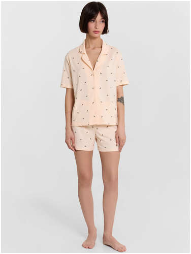 Комплект домашний женский персиковый с принтом Mark Formelle 103241140