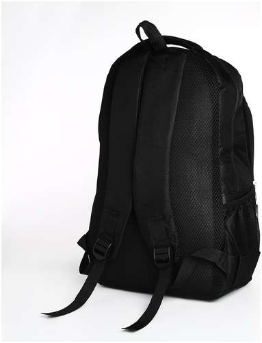 Рюкзак молодежный из текстиля, 2 отдела, 4 кармана, цвет черный / 103161702 - вид 2