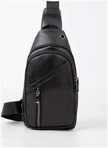 Сумка-слинг, 2 отдела на молниях, наружный карман, цвет черный 103120108