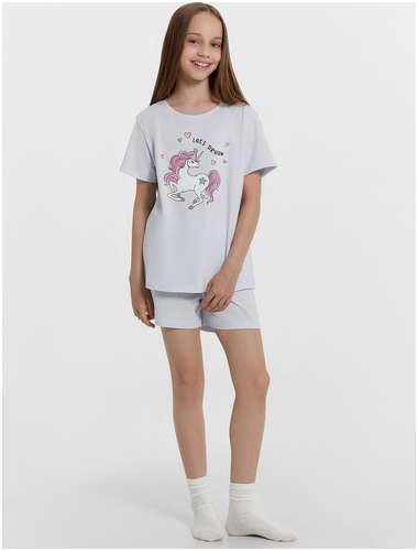 Комплект домашний для девочек голубой с надписью Mark Formelle 103239541