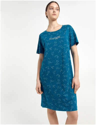 Сорочка ночная женская бирюзово-голубая с созвездиями Mark Formelle 103179122