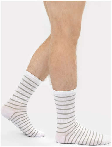 Носки мужские классические белые в серую полоску Mark Formelle 103167422