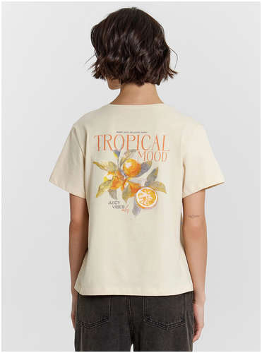 Футболка женская желтая с принтом и надписью Mark Formelle 103236081