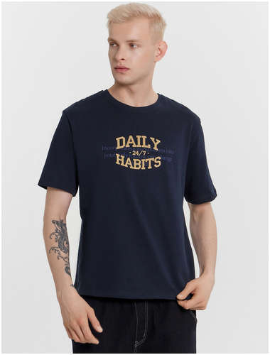 Футболка мужская синяя с надписью Mark Formelle 103236021