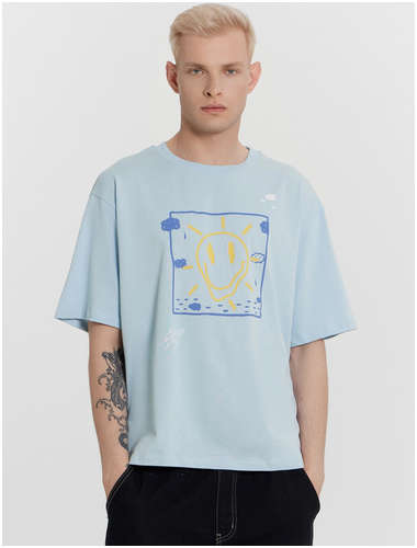 Футболка мужская голубая с принтом Mark Formelle / 103236121 - вид 2