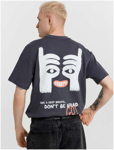 Футболка мужская серая с принтом и надписью Mark Formelle 103235118