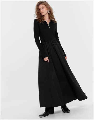 Платье женское черное из хлопка и вискозы Mark Formelle 103209672