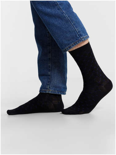 Носки мужские высокие черные с узором в виде логотипа Mark Formelle 103232867