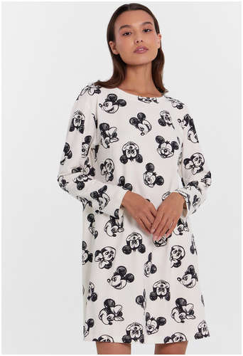 Платье женское домашнее бежевое с мордочками микки мауса Mark Formelle / 103212477 - вид 2