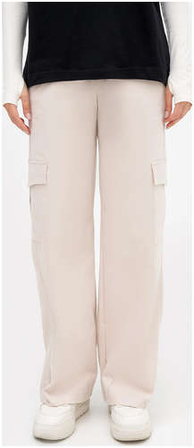 Свободные брюки карго молочного цвета с тесьмой в поясе Mark Formelle / 103181467