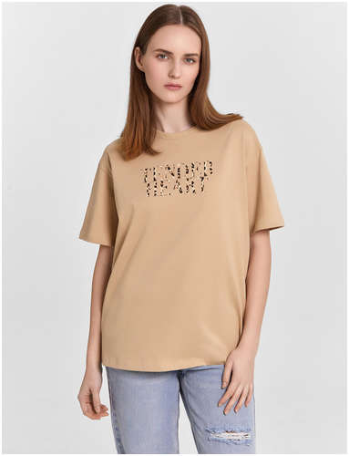 Футболка женская бежевая с надписью Mark Formelle / 103230265 - вид 2
