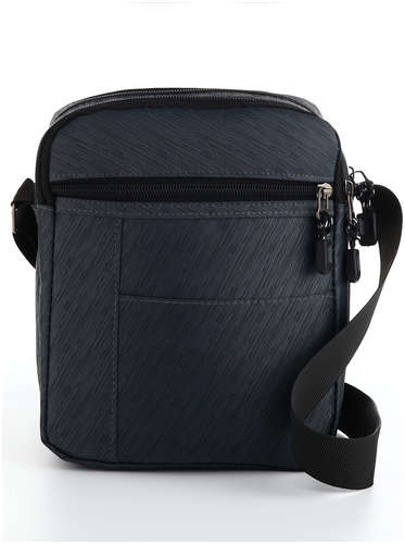 Сумка мужская через плечо, 2 отдела на молниях, наружный карман, серая / 103202234 - вид 2