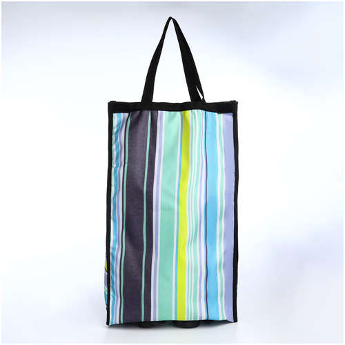 Сумка хозяйственная складная на липучке, 2 колеса, наружный карман, цвет разноцветный / 103231145 - вид 2