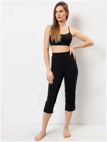 Хлопковые бриджи прямого силуэта в черном цвете Mark Formelle 103189479