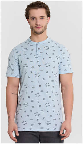 Поло мужское голубое с принтом Mark Formelle 103238851