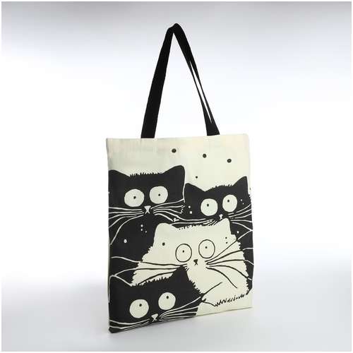 Сумка шопер без застежки, из текстиля, цвет бежевый 103172814