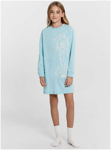 Сорочка ночная для девочек голубая с олененком бэмби Mark Formelle / 103212023 - вид 2