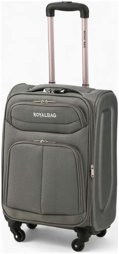 Чемодан на колесах royalbag маленький 46 л (s), на молнии, с увеличением, кодовый замок, 4 колеса, серый 103241286