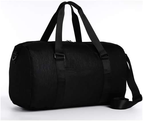 Сумка дорожная на молнии, наружный карман, держатель для чемодана, длинный ремень, цвет черный 103157139