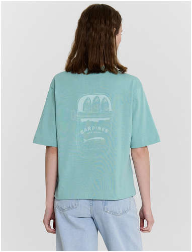 Футболка женская голубая с принтом Mark Formelle 103239580