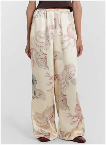 Брюки женские бежевые с принтом Mark Formelle / 103237050 - вид 2