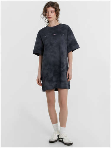 Платье женское серое с эффектом фаст-дай и надписью Mark Formelle / 103219036 - вид 2