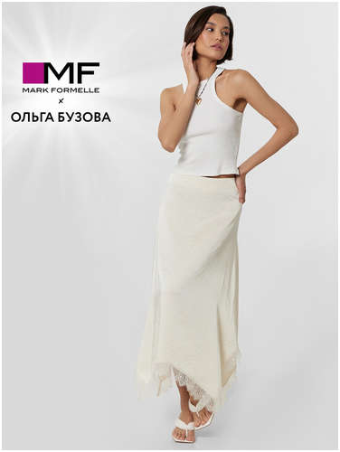 Юбка mark formelle x ольга бузова кремовая с кружевными деталями 103235686