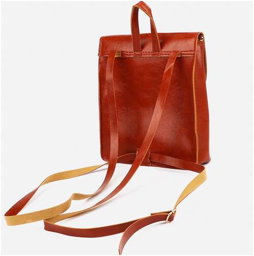 Мини-рюкзак из искусственной кожи на магните, цвет рыжий / 103128061 - вид 2