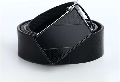 Ремень мужской, ширина 3,5 см, пряжка автомат, цвет черный / 103206424 - вид 2