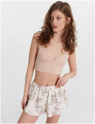 Комплект женский домашний бежевый: топ и шорты Mark Formelle 103225837