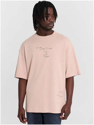 Футболка мужская бежевая с принтом и надписью Mark Formelle / 103239138 - вид 2