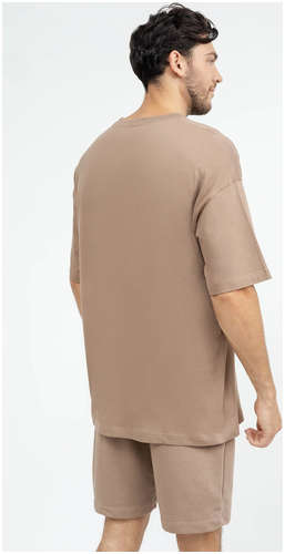 Хлопковая футболка силуэта оверсайз в коричневом цвете с принтом Mark Formelle / 103168620 - вид 2