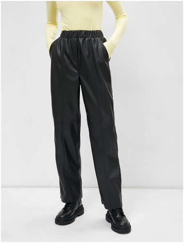 Свободные прямые брюки из экокожи черного цвета Mark Formelle / 103172139 - вид 2