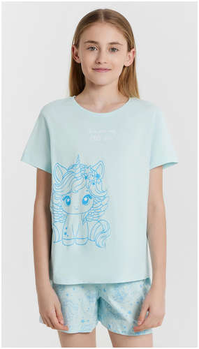 Комплект домашний для девочек голубой с единорогами Mark Formelle / 103239784 - вид 2