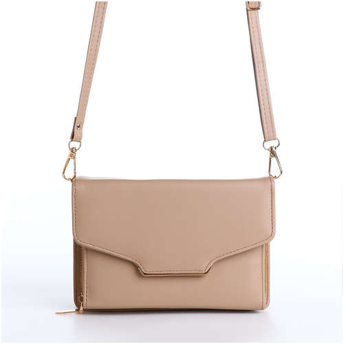 Сумка женская на молнии, цвет бежевый / 103211789 - вид 2